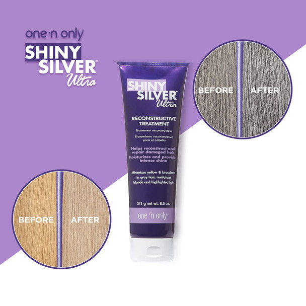 One n Only Shiny Silver Ultra Reconstructive Treatment Helps Reconstruct and Repair Damaged Hair Moisturizes and Provides Intense Shine Revitalizes Blonde and Highlighted Hair 8.5 Ounces