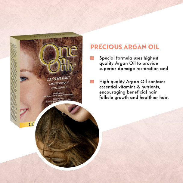 One n Only Exothermic Perm with Argan Oil for Firm Curls SelfHeating Formula for Client Comfort Ensures Shine and Manageability Eliminates Perm Odor