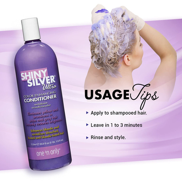 One n Only Shiny Silver Ultra ColorEnhancing Conditioner Restores Shiny Brightness to White Grey Bleached Frosted or BlondeTinted Hair Protects Hair Color  33.8 Fl. Oz