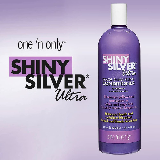 One n Only Shiny Silver Ultra ColorEnhancing Conditioner Restores Shiny Brightness to White Grey Bleached Frosted or BlondeTinted Hair Protects Hair Color  33.8 Fl. Oz