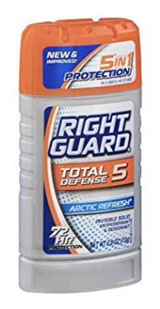 Right Guard Total Defense 5 Invisible Solid Antiperspirant Deodorant Arctic Refresh 2.6 Oz. Pack of 2