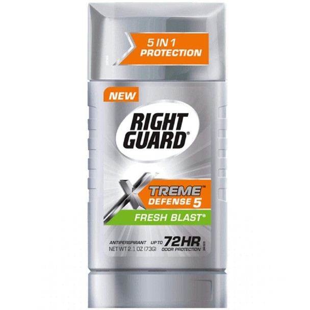 Right Guard Total Defense 5 Powerstripe AntiPerspirant Deodorant Fresh Blast 2.1Ounce Tube Pack of 6