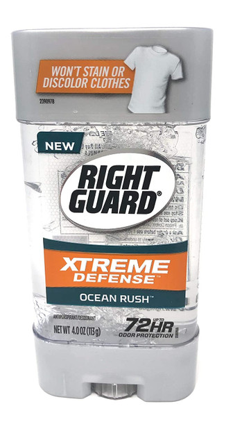 Right Guard Gel Antiperspirant/Deodorant Xtreme Defense Ocean Rush 4 Ounces Pack of 3