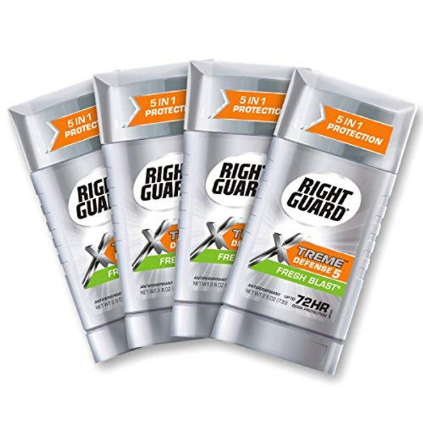 Right Guard Xtreme Defense Antiperspirant Deodorant Invisible Solid Stick Fresh Blast 2.6 Ounce 4 Count