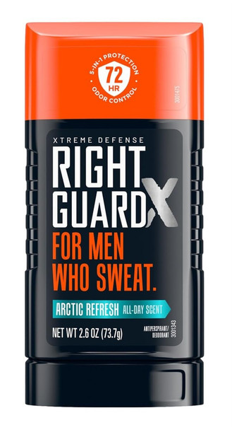 Right Guard Xtreme Defense Aluminum Deodorant Invisible Solid Stick Arctic Refresh 3 oz 4 count