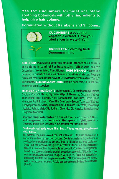 Yes To Cucumbers Volumising Shampoo 280 ml by Yes To