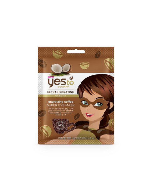 Yes To Coconut Ultra Hydrating Energizing Coffee Super Eye Mask  0.25 fl oz  For Dry Skin  Coconut and Coffee To Moisturize and DePuff Eyes