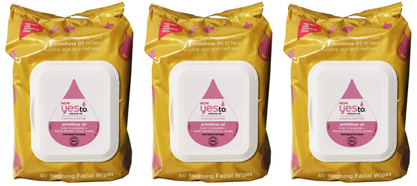 Yes to Primrose Oil 2in1 Cleansing and Moisturizing Facial Wipes For Sensitive Skin Pack of 3