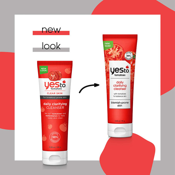 Yes To Tomatoes Daily Clarifying Cleanser Balancing Face Wash That Removes Excess Oils  Impurities To Keep Skin Clear With Antioxidant Rich Ingredients Natural Vegan  Cruelty Free 3.38 Fl Oz