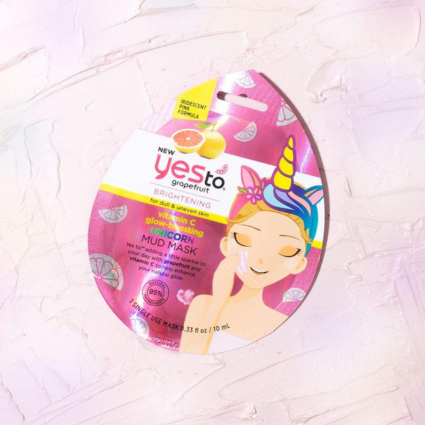 Yes To Grapefruit Brightening Vitamin C GlowBoosting Unicorn Mud Mask  Single Use  For Dull and Uneven Skin  Grapefruit and Vitamin C To Help Enhance Your Natural Glow