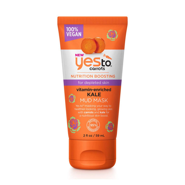 Yes To Carrots NEW Nutrition Boosting 100 Vegan VitaminEnriched Kale Mud Mask  2 Fluid Ounces  For Depleted Skin  Carrots and Kale For Glowing and HealthierLooking Skin