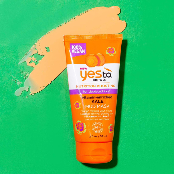 Yes To Carrots NEW Nutrition Boosting 100 Vegan VitaminEnriched Kale Mud Mask  2 Fluid Ounces  For Depleted Skin  Carrots and Kale For Glowing and HealthierLooking Skin
