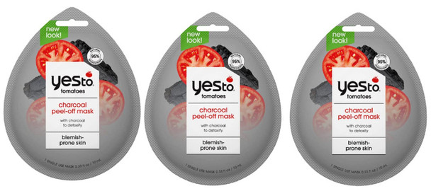 Yes To Tomatoes Charcoal PeelOff Mask Exfoliating Formula To Retain  Restore Skins Balance Peel Away Impurities With Charcoal  Antioxidants Natural Vegan  Cruelty Free 3 Pack 0.33 Ounce