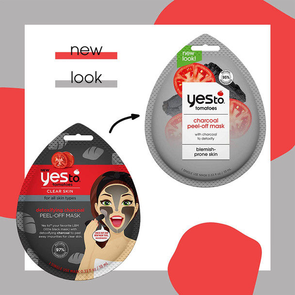 Yes To Tomatoes Charcoal PeelOff Mask Exfoliating Formula To Retain  Restore Skins Balance Peel Away Impurities With Charcoal  Antioxidants Natural Vegan  Cruelty Free 3 Pack 0.33 Ounce