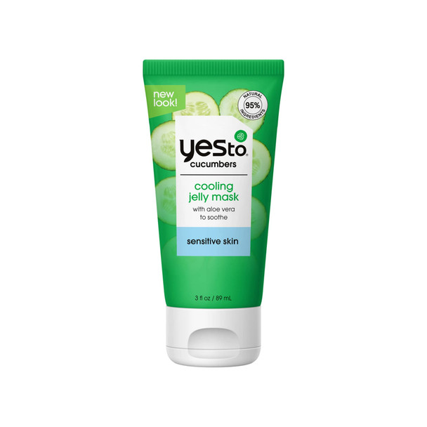 Yes To Cucumber Cooling Jelly Mask Hydrating Bouncy Lightweight Gel Mask That Leaves Skin Feeling Cool Soothed  Refreshed With Cucumber Extract  Antioxidants Natural Vegan  Cruelty Free 3 Fl Oz