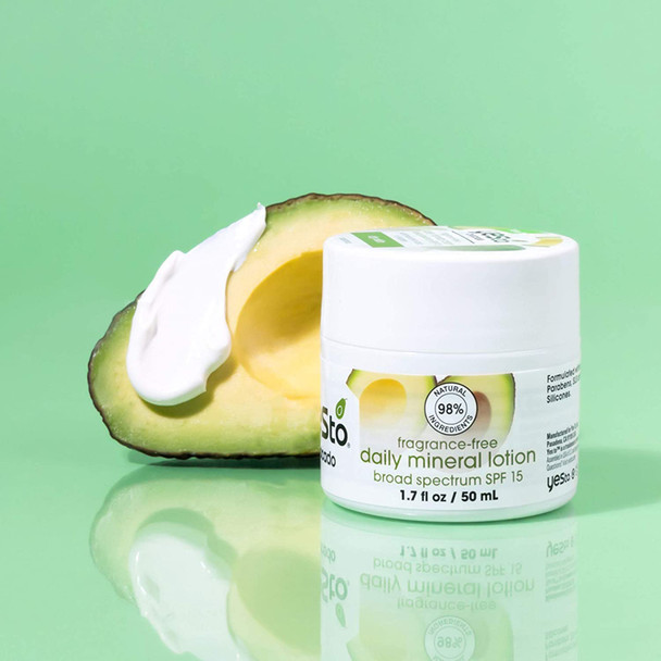 Yes To Avocado Fragrance Free Daily Lotion Hydrating With Hyaluronic Acid Natural Vegan  Cruelty Free 1.7 fl oz.