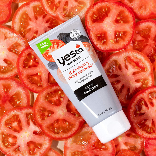 Yes To Tomatoes Clear Skin Detoxifying Daily Cleanser For Acne Prone Skin Deep Clean Salicylic Acid  Charcoal 97 Natural Ingredients 5 Fl Oz