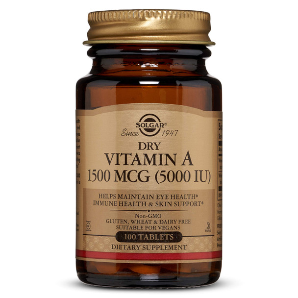 Solgar Dry Vitamin A 1500 mcg (5000 IU) Tablets - 100 Count