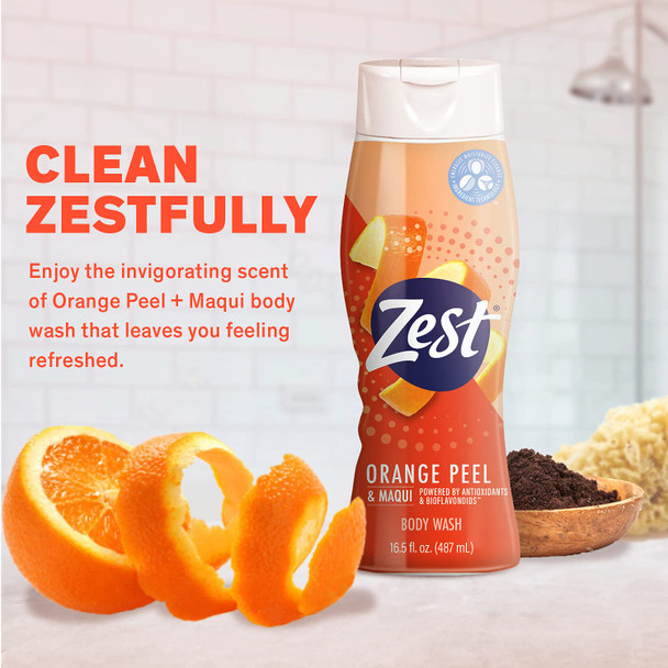 Zest Orange Peel and Maqui Body Wash  Invigorating and Energizing Ingredients Refresh Moisturize and Soothe your Skin  16.5 Fl Oz  Pack of 6