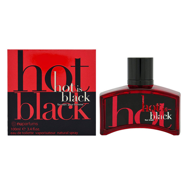 Nu Parfums Hot is Black Eau de Toilette Spray for Men 3.4 Ounce