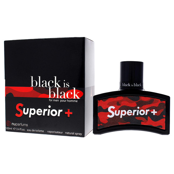 NU Parfums Black Is Black Superior Plus for Men Eau de Toilette Spray 3.4 Ounce