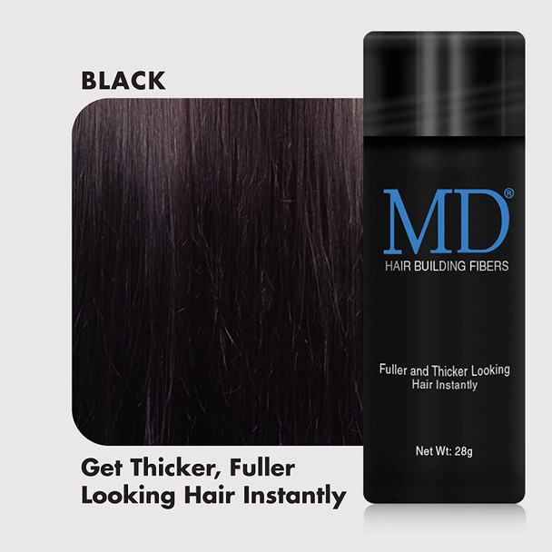 MD Ultimate Hair Thickening Fiber Black  Natural ChemicalFree Sweat Resistant Hair Building Fibers Concealer for Men  Women Baldness Cover Up Receding Hairlines  Grey TouchUps
