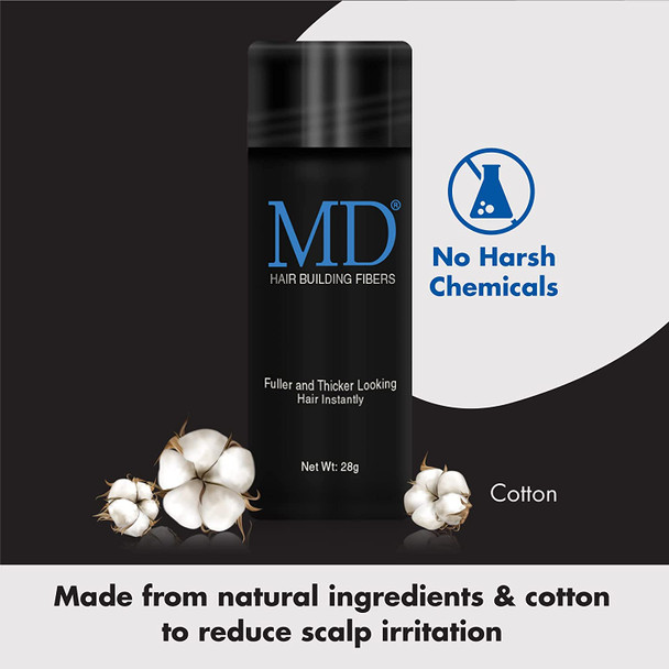 MD Ultimate Hair Thickening Fiber Black  Natural ChemicalFree Sweat Resistant Hair Building Fibers Concealer for Men  Women Baldness Cover Up Receding Hairlines  Grey TouchUps