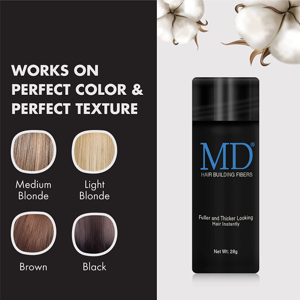 MD Ultimate Hair Thickening Fiber Black  Natural ChemicalFree Sweat Resistant Hair Building Fibers Concealer for Men  Women Baldness Cover Up Receding Hairlines  Grey TouchUps