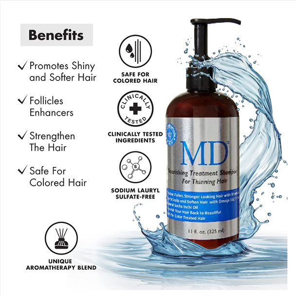 MD Revitalizing Shampoo  Conditioner Combo Set of 2/325 ml Each  SulphateFree Nourishing Treatment for Thinning Hair with Aloe Vera Chamomile  Hair Loss Regrowth Anti Thinning for All Hair Types
