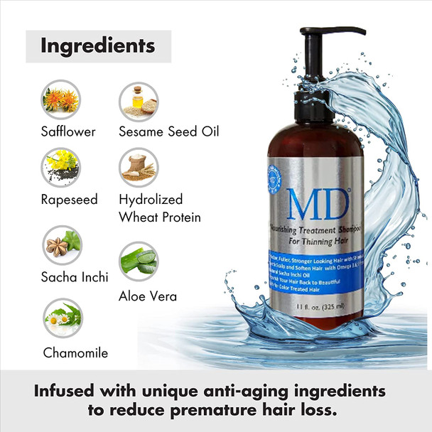 MD Revitalizing Shampoo  Conditioner Combo Set of 2/325 ml Each  SulphateFree Nourishing Treatment for Thinning Hair with Aloe Vera Chamomile  Hair Loss Regrowth Anti Thinning for All Hair Types