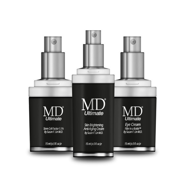 MD Skin Care Kit Ultimate Eye Cream Ultimate Stem Cell Factor 55 and Ultimate Antiaging Skin Brightening Cream