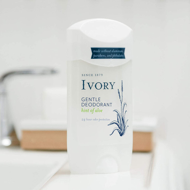 Ivory Deodorant Hint Of Aloe Made Without Aluminum and Baking Soda 2.4 Oz Pack Of 4