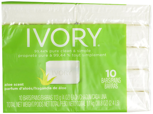 Ivory Aloe 10Count Bath Size Bars 4 Oz Packaging may Vary