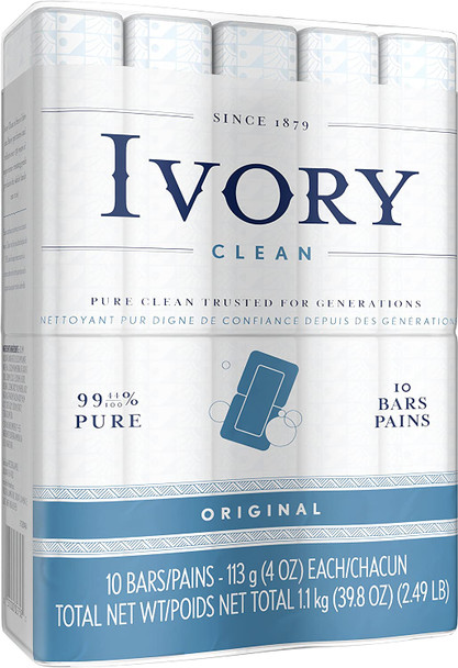 Ivory Clean Original Bath Bar 10 count Packaging may Vary