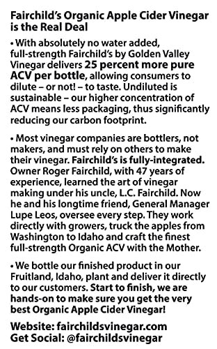 Ingredients of Fairchild's Organic Raw & Unfiltered Apple Cider Vinegar