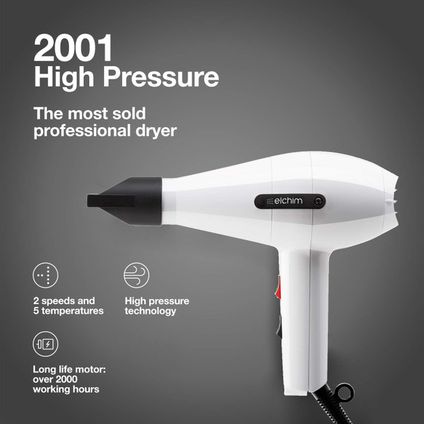 Elchim 2001 High Pressure Hair Dryer  white