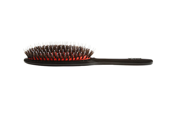 Bass Brushes  Shine  Condition Hair Brush  100 Natural Bristle  Nylon Pin  High Polish Acrylic Handle  Medium Oval  Jet Black Finish  Model 51  JTB