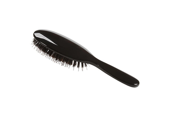 Bass Brushes  Shine  Condition Hair Brush  100 Natural Bristle  Nylon Pin  High Polish Acrylic Handle  Medium Oval  Jet Black Finish  Model 51  JTB