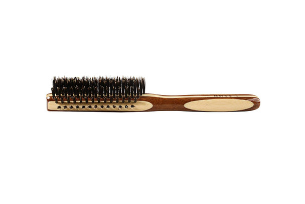 Bass Brushes  Shine  Condition Hair Brush  Natural Bristle FIRM  Pure Bamboo Handle  Classic Half Round Style  Striped Finish  Model 206  SB