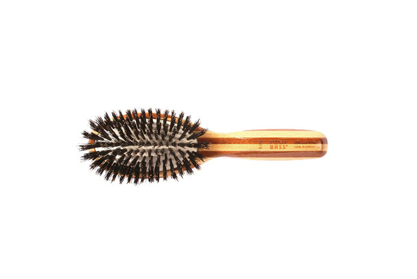 Bass Brushes  Shine  Condition Hair Brush  Natural Bristle FIRM  Pure Bamboo Handle  Small Oval  Striped Finish  Model 898  SB