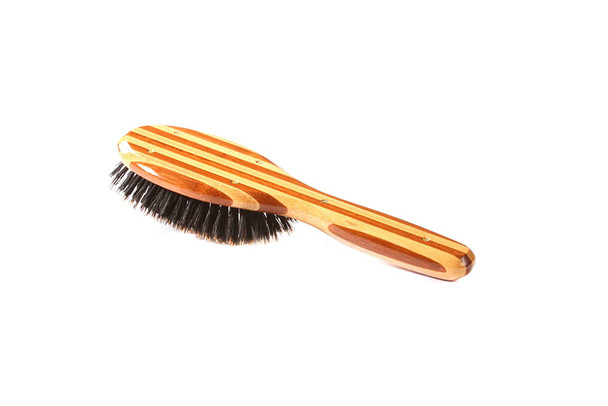 Bass Brushes  Shine  Condition Hair Brush  Natural Bristle FIRM  Pure Bamboo Handle  Small Oval  Striped Finish  Model 898  SB