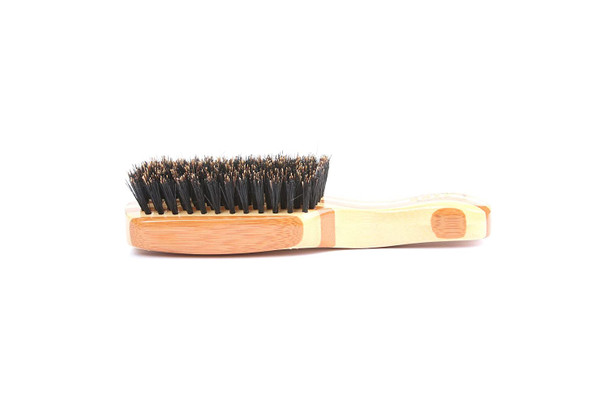 Bass Brushes  Groom  Condition Mens Hair Brush  Premium Natural Bristle FIRM  Pure Bamboo Handle  Classic Club Style  Striped Finish  Model 153  SB