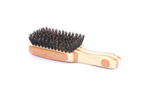 Bass Brushes  Groom  Condition Mens Hair Brush  Premium Natural Bristle FIRM  Pure Bamboo Handle  Classic Club Style  Striped Finish  Model 153  SB