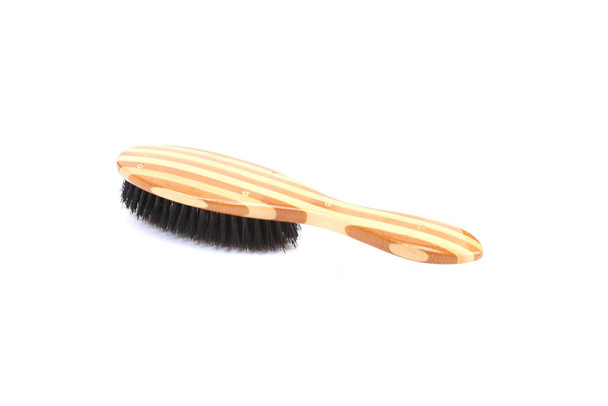 Bass Brushes  Shine  Condition Hair Brush  Natural Bristle FIRM  Pure Bamboo Handle  Full Oval  Striped Finish  Model 876S  SB