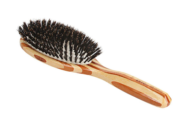 Bass Brushes  Shine  Condition Hair Brush  Natural Bristle FIRM  Pure Bamboo Handle  Large Oval  Striped Finish  Model 899  SB