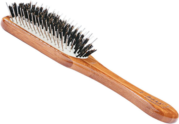 Bass Brushes Rectangle Boar Pet Brush with Bamboo Wood Handle