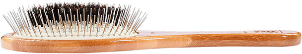 Bass Brushes Medium Oval Wire and Boar Pet Brush with Bamboo Wood Handle