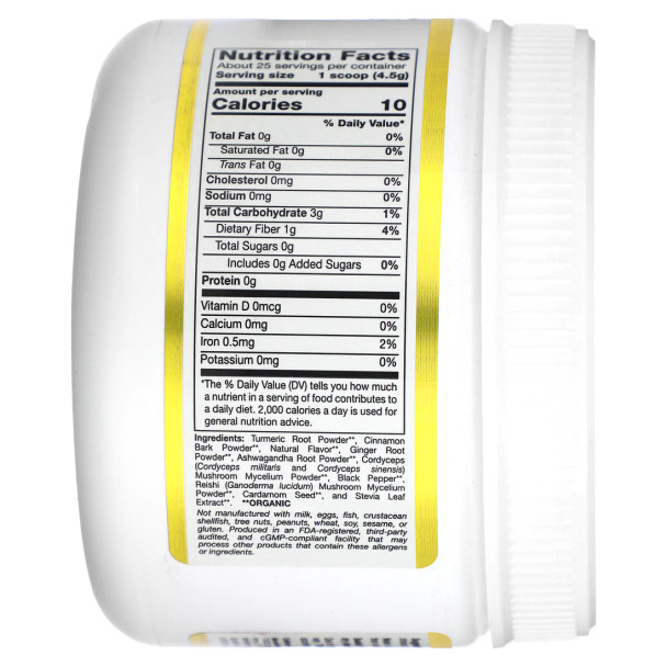 California Gold Nutrition GoldenCeps, Organic Turmeric with Adaptogens, 4 oz (114 g)