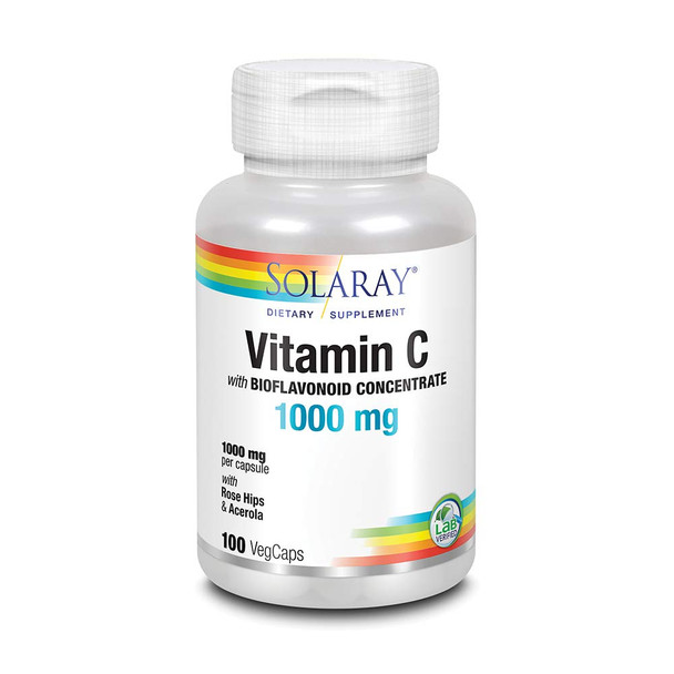 Solaray Vitamin C W/Rose Hips, Acerola & Bioflavonoids | 1000Mg | Supports Immune Function & Healthier Skin, Hair, Nails | Non-Gmo | Vegan | 100 Ct