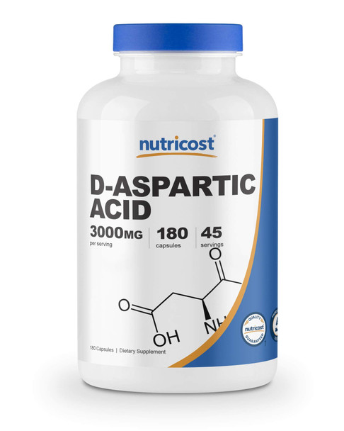 Nutricost D-Aspartic Acid (DAA) Capsules 3000mg Per Serving (180 Capsules) - Non-GMO